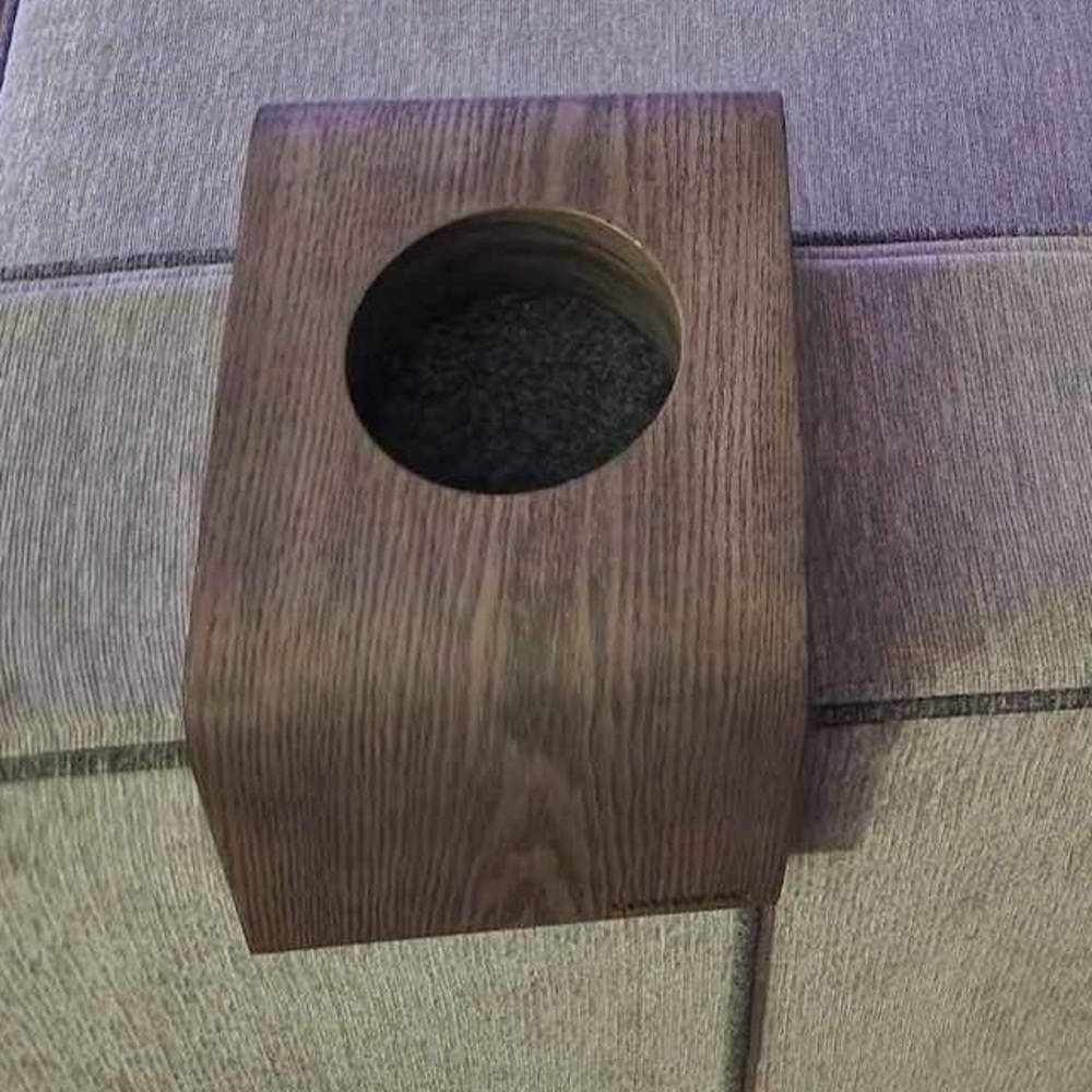 Lovesac Sactionals straight arm drink holder- weathered Ash wooden cupholder - Picture 3 of 6